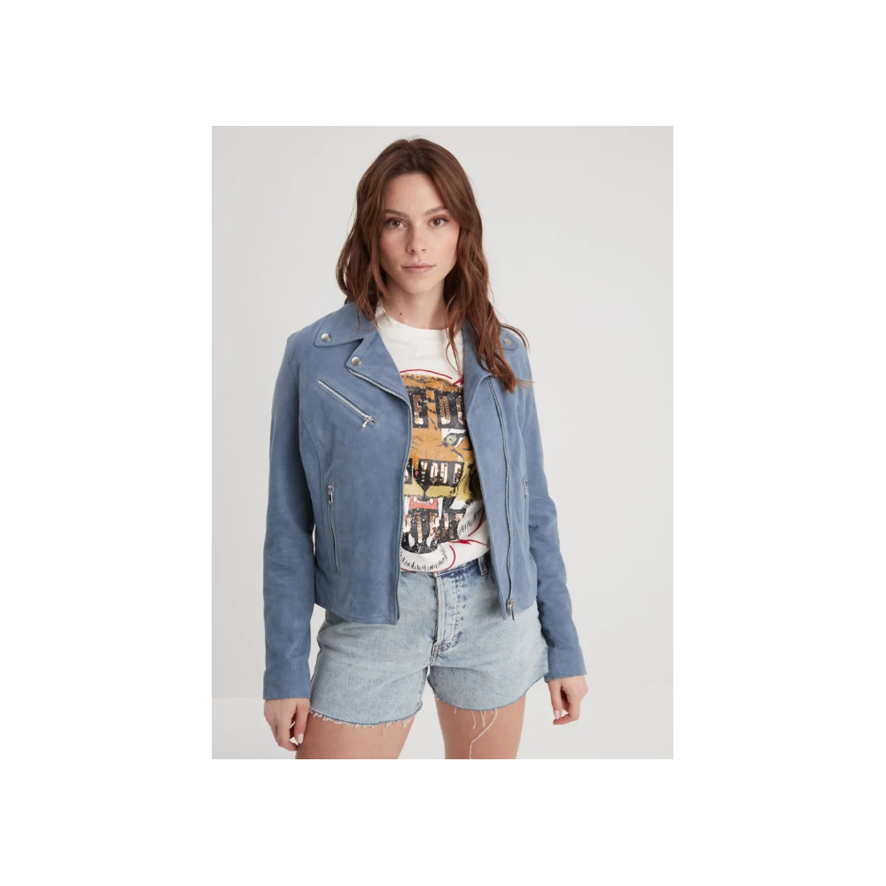 Blouson cuir femme BONITA bleu denim DAYTONA