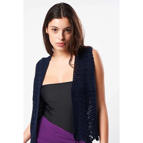 Gilet femme court sans manches en crochet LES TRICOTS DE LEA