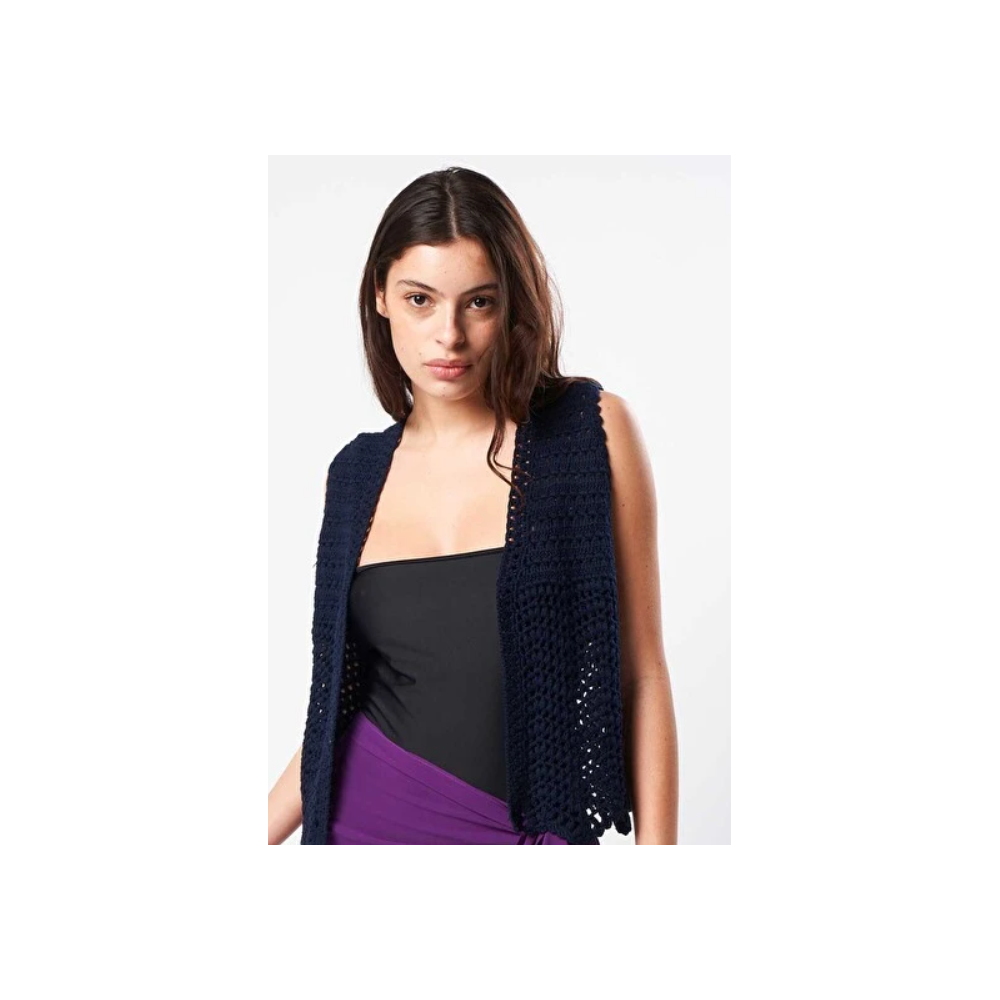 Gilet femme court sans manches en crochet LES TRICOTS DE LEA