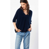 Pull femme col v manches 3/4 en 100% cachemire LTDL