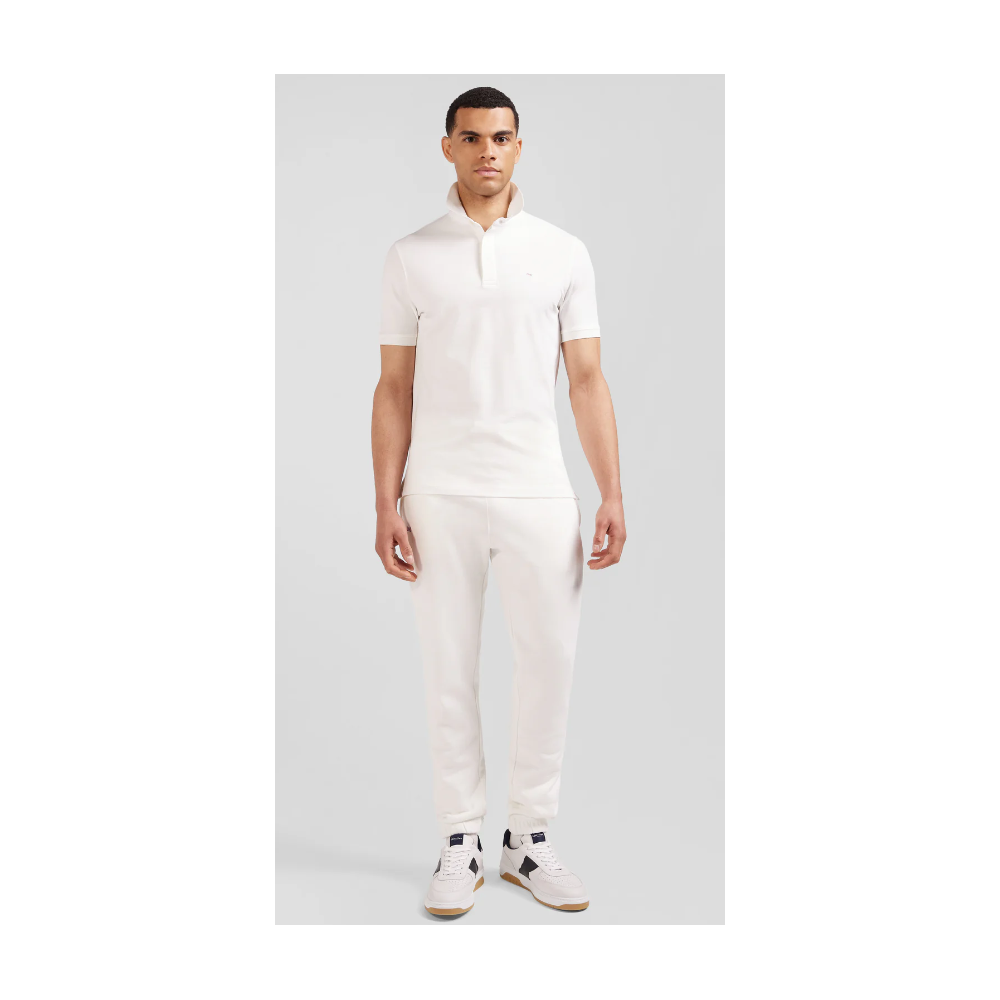 Polo EDEN PARK manches courtes en coton stretch écru coupe Slim