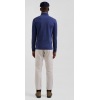 Polo EDEN PARK manches longues bleu foncé en coton stretch finitions rayées