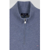 Pull EDEN PARK col camionneur zippé en laine et coton bleu clair