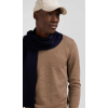 Pull homme EDEN PARK col V en laine et coton beige demi-lune cerclée