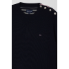 Pull homme EDEN PARK  col rond boutonnage épaule en laine marine