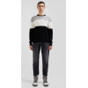 Pull homme EDEN PARK col rond en coton gris et blanc à jeux de maille