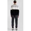 Pull homme EDEN PARK col rond en coton gris et blanc à jeux de maille