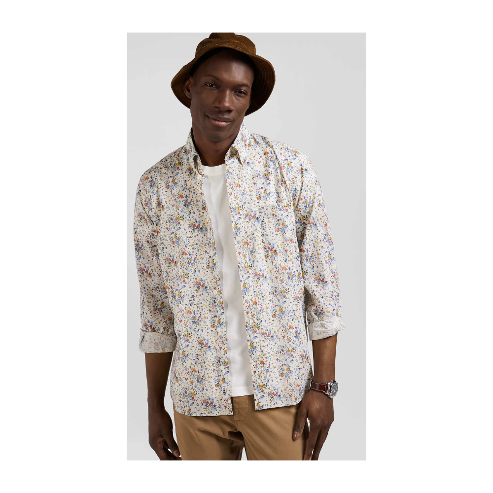 Chemise homme EDEN PARK en popeline de coton imprimé floral