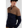 Cardigan homme EDEN PARK zippé à col montant marine et camel en coton