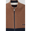 Cardigan homme EDEN PARK zippé à col montant marine et camel en coton