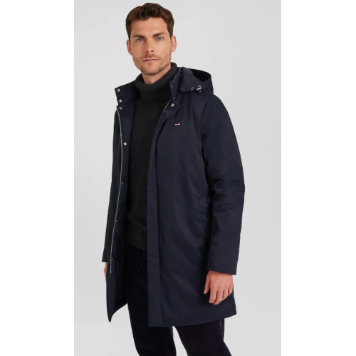 Parka homme EDEN PARK à capuche amovible en nylon bleu marine