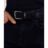 Ceinture homme EDEN PARK, tressée marine à boucle en métal argenté