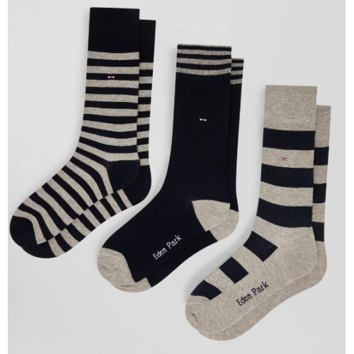 Lot de 3 paires de chaussettes cerclées grises en coton stretch