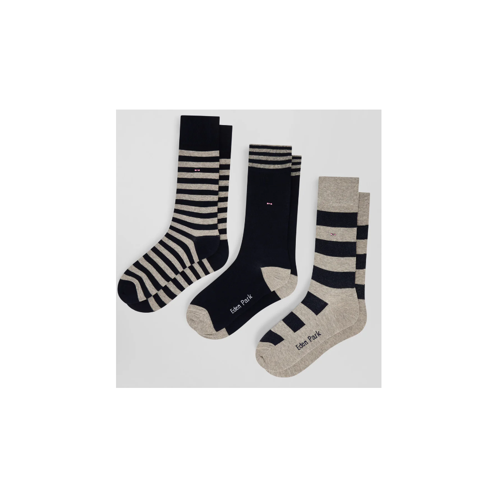 Lot de 3 paires de chaussettes cerclées grises en coton stretch