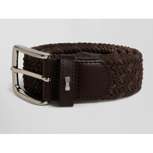 Ceinture homme tressée marron à boucle