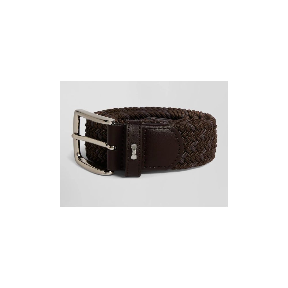 Ceinture homme tressée marron à boucle